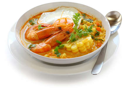chupe de camarones, peruvian shrimp chowderの写真素材