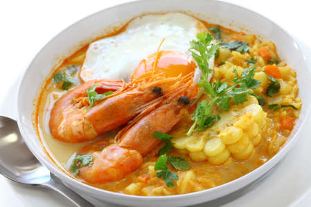 chupe de camarones, peruvian shrimp chowderの写真素材