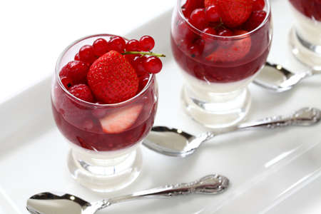 strawberry mousse verrine, french glass dessertの写真素材