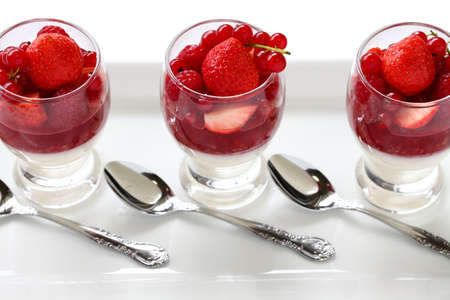 strawberry mousse verrine, french glass dessertの写真素材