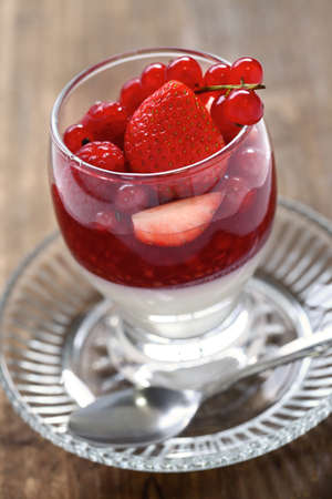 strawberry mousse verrine, french glass dessertの写真素材