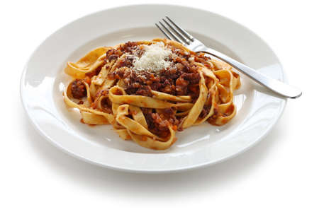 tagliatelle with ragu bolognese sauce, italian pasta cuisineの写真素材