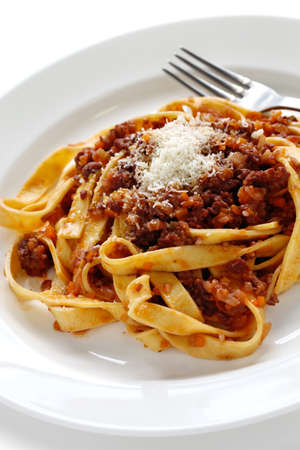 tagliatelle with ragu bolognese sauce, italian pasta cuisineの写真素材