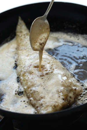 cooking of sole meuniereの写真素材