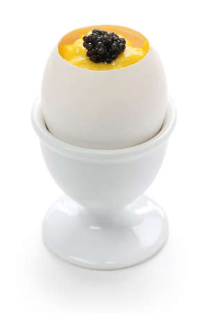 caviar and scrambled egg in egg shell cupの写真素材