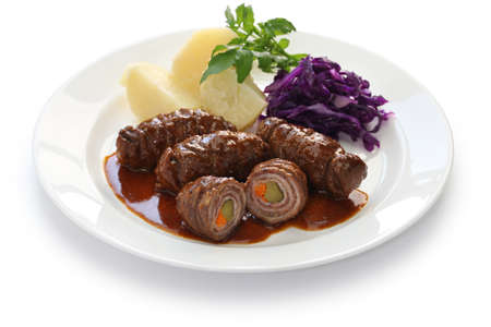 rinderrouladen, beef olive, german beef rollの写真素材