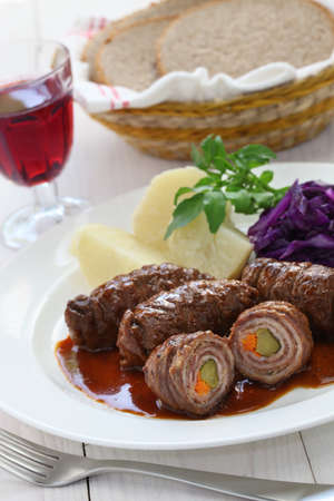 rinderrouladen, beef olive, german beef rollの写真素材