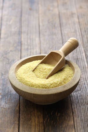 bulgur wheat Turkish food isolated on wooden backgroundの写真素材