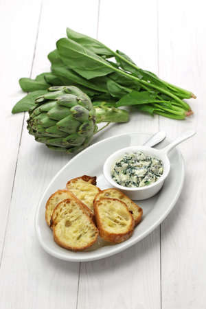 artichoke spinach dip healthy vegetarian foodの写真素材