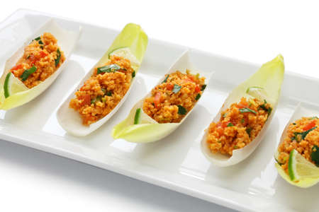 kisir bulgur wheat salad turkish cuisine vegetarian food isolated on white backgroundの写真素材