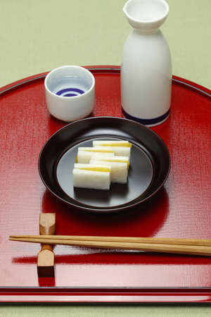 karasumi daikon, bottarga with radish appetizer for rice wine, japanese cuisine