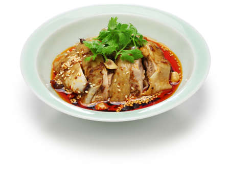 saliva chicken, mouthwatering chicken, poached chicken with chili oil sauce, China Sichuan cuisineの写真素材