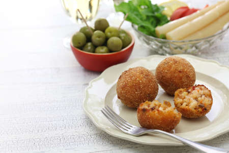 arancini di riso, fried risotto rice balls, italian sicilian foodの写真素材