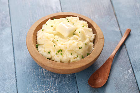 mashed potatoes with melting butterの写真素材