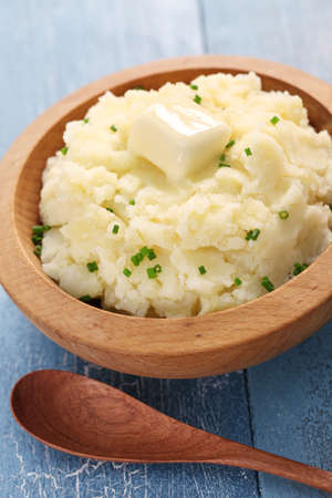 mashed potatoes with melting butterの写真素材