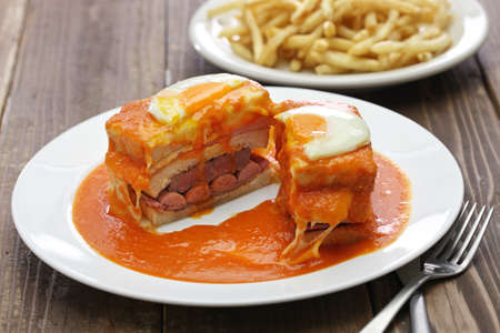 homemade francesinha, portuguese sandwichの写真素材