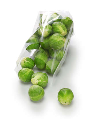 fresh brussels sprouts isolated on white backgroundの写真素材