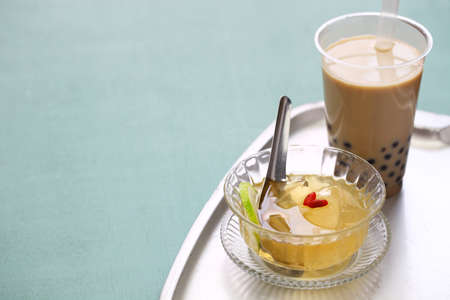 Taiwanese drink and dessert, aiyu jelly and bubble teaの写真素材