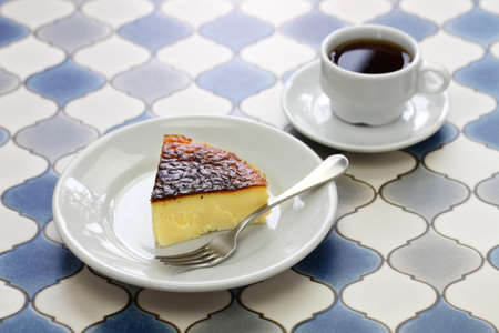 homemade basque burnt cheesecake, spanish bar dessertの写真素材