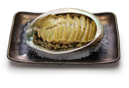 steamed abalone with sake, awabi no sakamushi, japanese cuisine