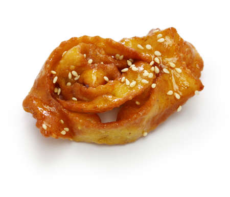 homemade chebakia, moroccan ramadan cookie isolated on white background