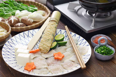 Hamo (pike conger) shabu-shabu, Japanese hot potHam cuisine (pike conger) shabu-shabu, Japanese hot pot pot cuisineの写真素材