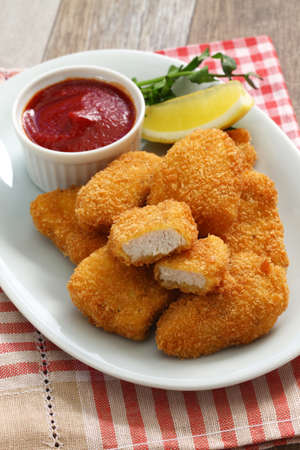 homemade chicken nuggets with ketchup