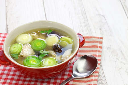 cock a leekie soup, scottish traditional cuisineの写真素材