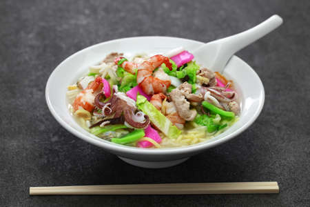 Nagasaki champon noodle soup, Japanese ramen dish