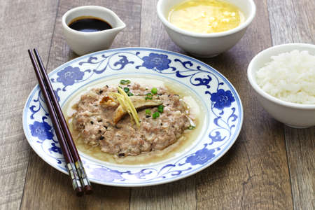 steamed minced pork with salted fish, chinese cantonese traditional cuisine