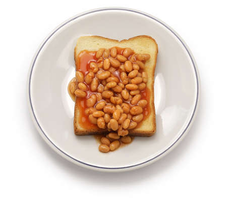 baked beans on toast, english breakfastの写真素材