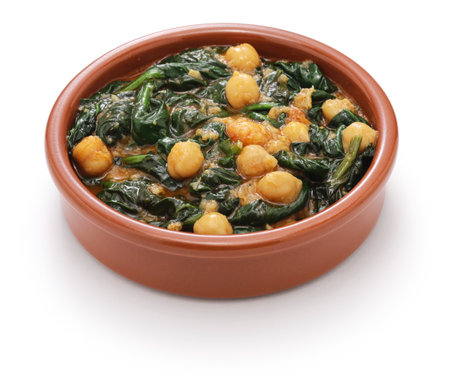 Garbanzos guisados âây espinacas( chickpeas stew with spinach ), spanish tapas dishの写真素材