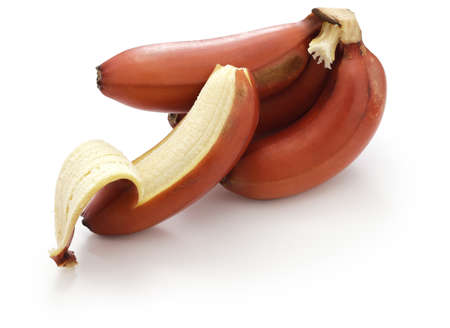 a bunch of ripe red bananaの写真素材