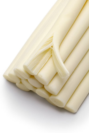 string cheese for fried mozzarella sticks isolated on white background