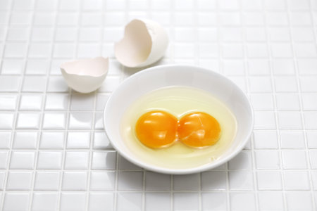 cracked a double yolk egg