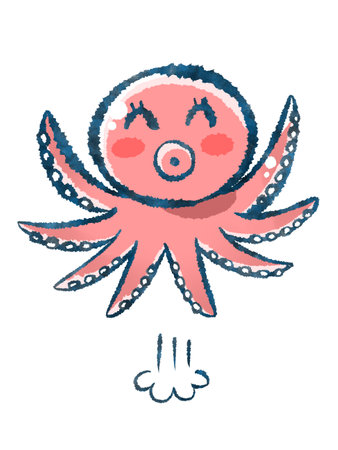 Clip art of octopus jumping with joyの写真素材