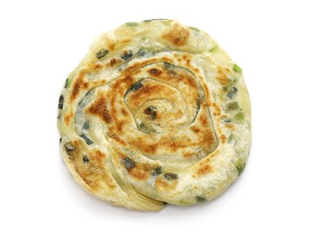 Homemade Chinese green onion pancakes. The inside is layered.の写真素材