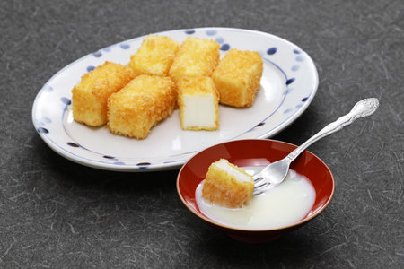 crispy fried milk with condensed milk, Chinese dessertの写真素材