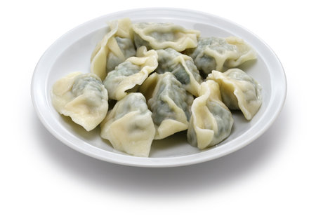 homemade Shepherd's purse and pork dumplings, Chinese foodの写真素材