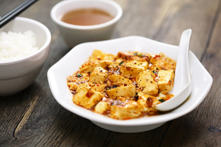 mala tofu ( numbing and spicy bean curd), Chinese Sichuan foodの写真素材