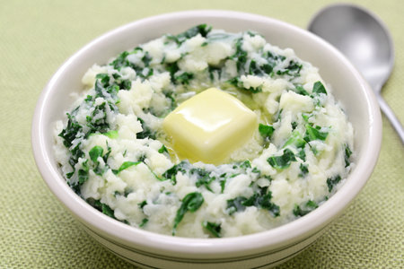 colcannon, Irish mashed potato, green food recipe for st.patrickâs dayの写真素材