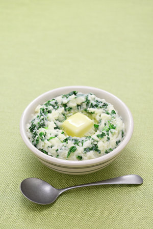 colcannon, Irish mashed potato, green food recipe for st.patrickâs dayの写真素材