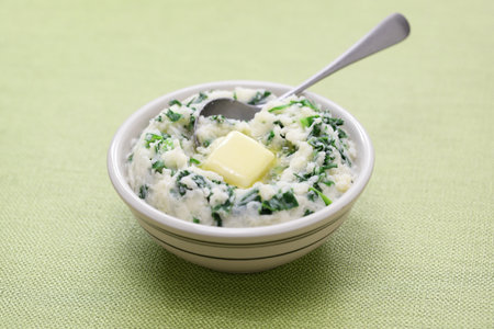 colcannon, Irish mashed potato, green food recipe for st.patrickâs dayの写真素材