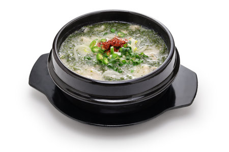 Momguk (sargassum seaweed soup), a specialty of Jeju Island, South Koreaの写真素材