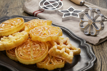 rosette cookies and rosette ironの写真素材