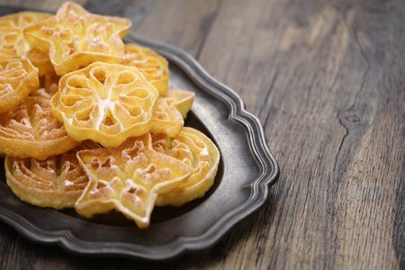 rosette cookies with copy spaceの写真素材