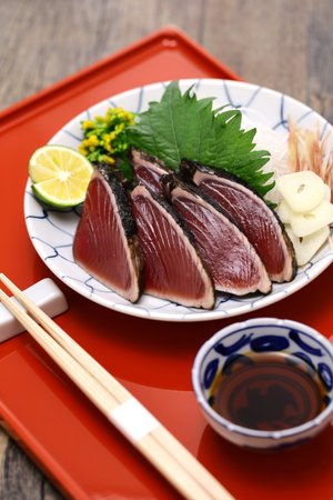 Katsuo no Tataki, seared bonito sashimi, Japanese cuisineの写真素材