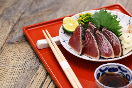 Katsuo no Tataki, seared bonito sashimi, Japanese cuisineの写真素材
