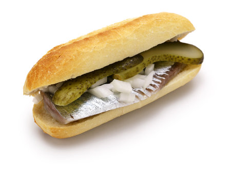 pickled young herring fillet ( matjes ) sandwichの写真素材