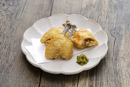 fried chicken wings with crispy skin, Japanese cuisineの写真素材